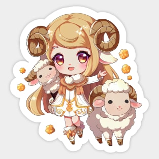 Aries the Ram Chibi Zodiac Anime Girl Sticker